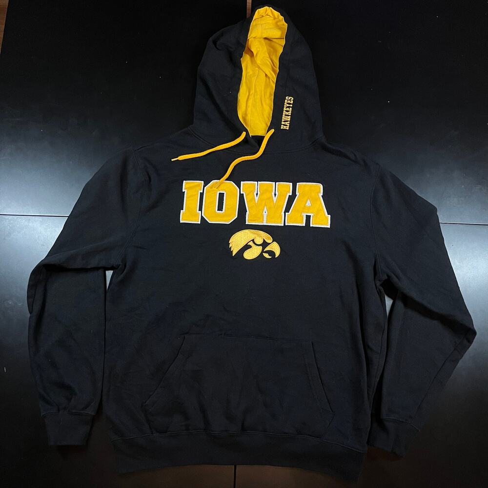 Colosseum Iowa Hawkeyes Black Hoodie‎ Pullover Sweatshirt Size L Men’s Preowned